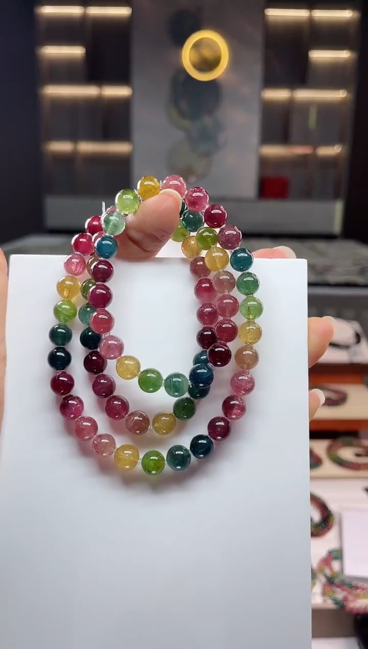 未镶嵌老矿碧玺三圈手串7mm+碧玺（多样性发一条）Q