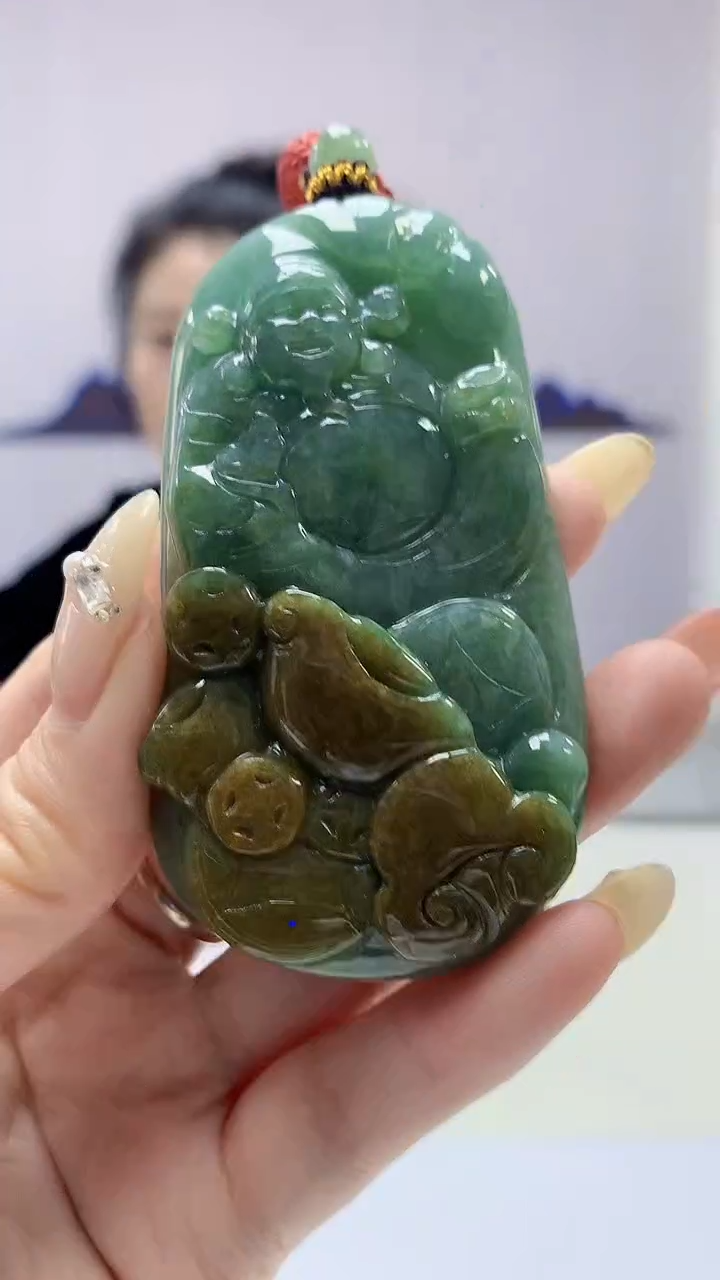【闪购商品】定制翡翠未镶嵌4902DD-毛货挂件38