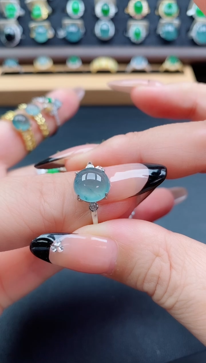 银S925镶嵌戒指翡翠212