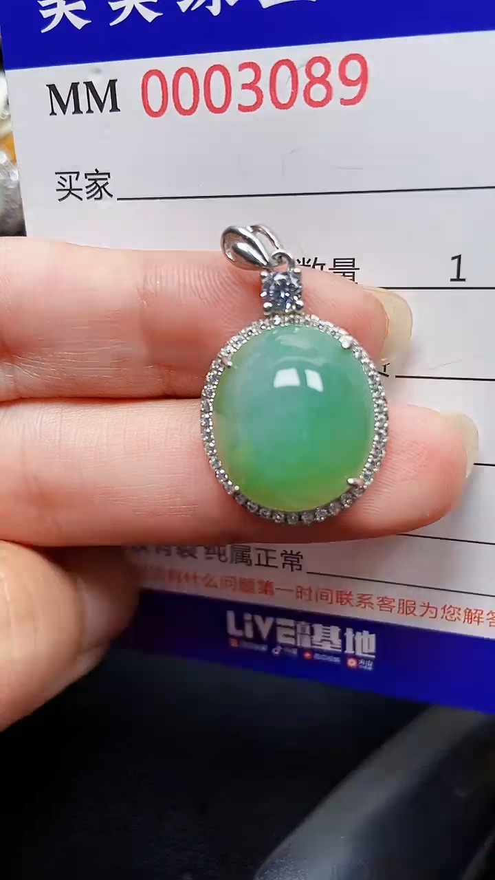 颈饰银S925镶嵌翡翠3089
