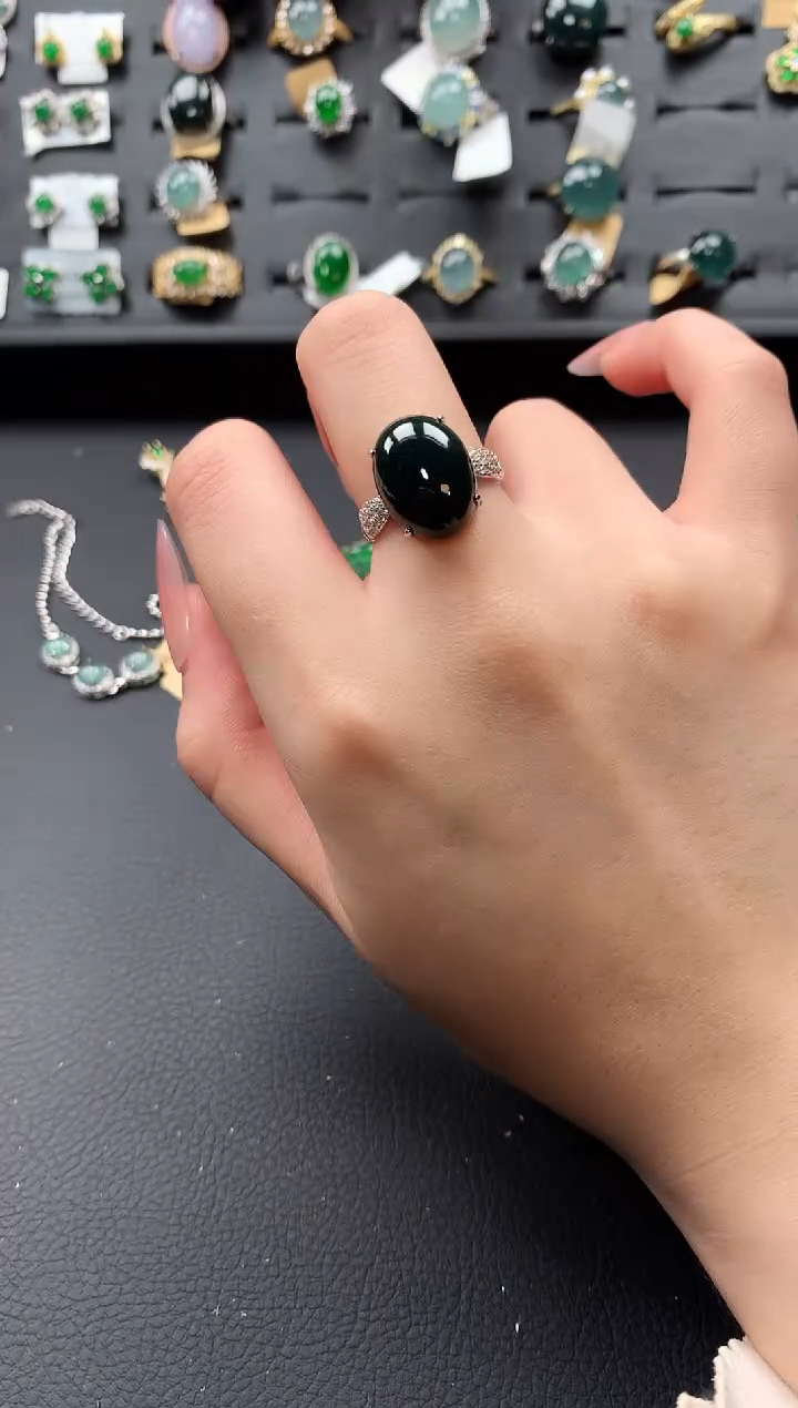 【闪购商品】翡翠戒指银S925镶嵌5124214