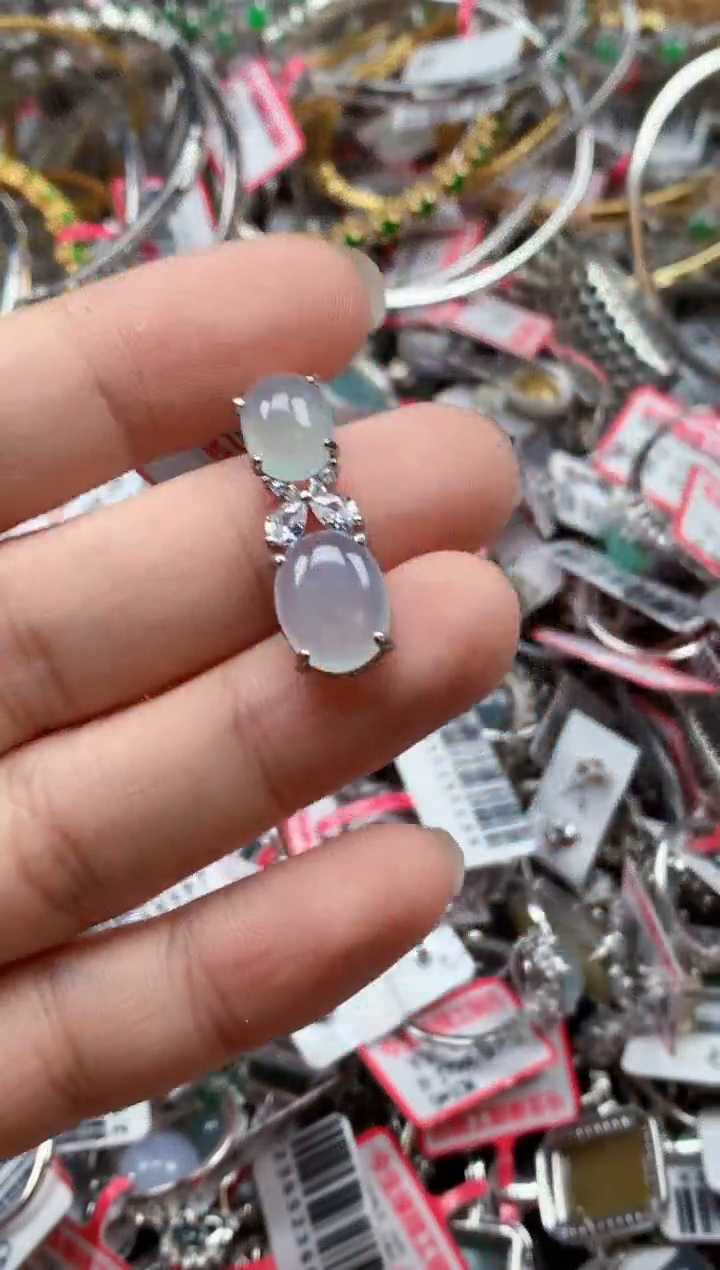 银S925镶嵌戒指翡翠天然A货缅甸翡翠