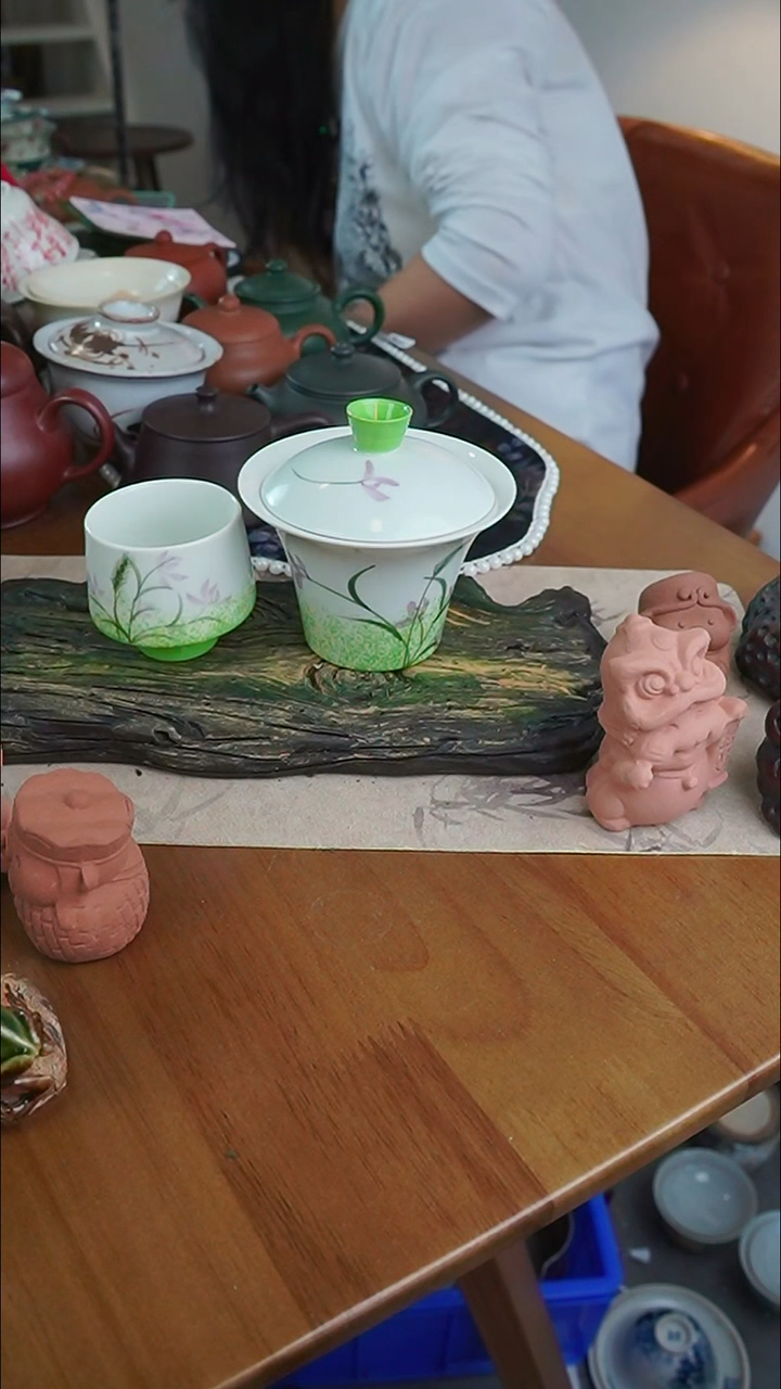 【茶瓷物语】绿色盖碗