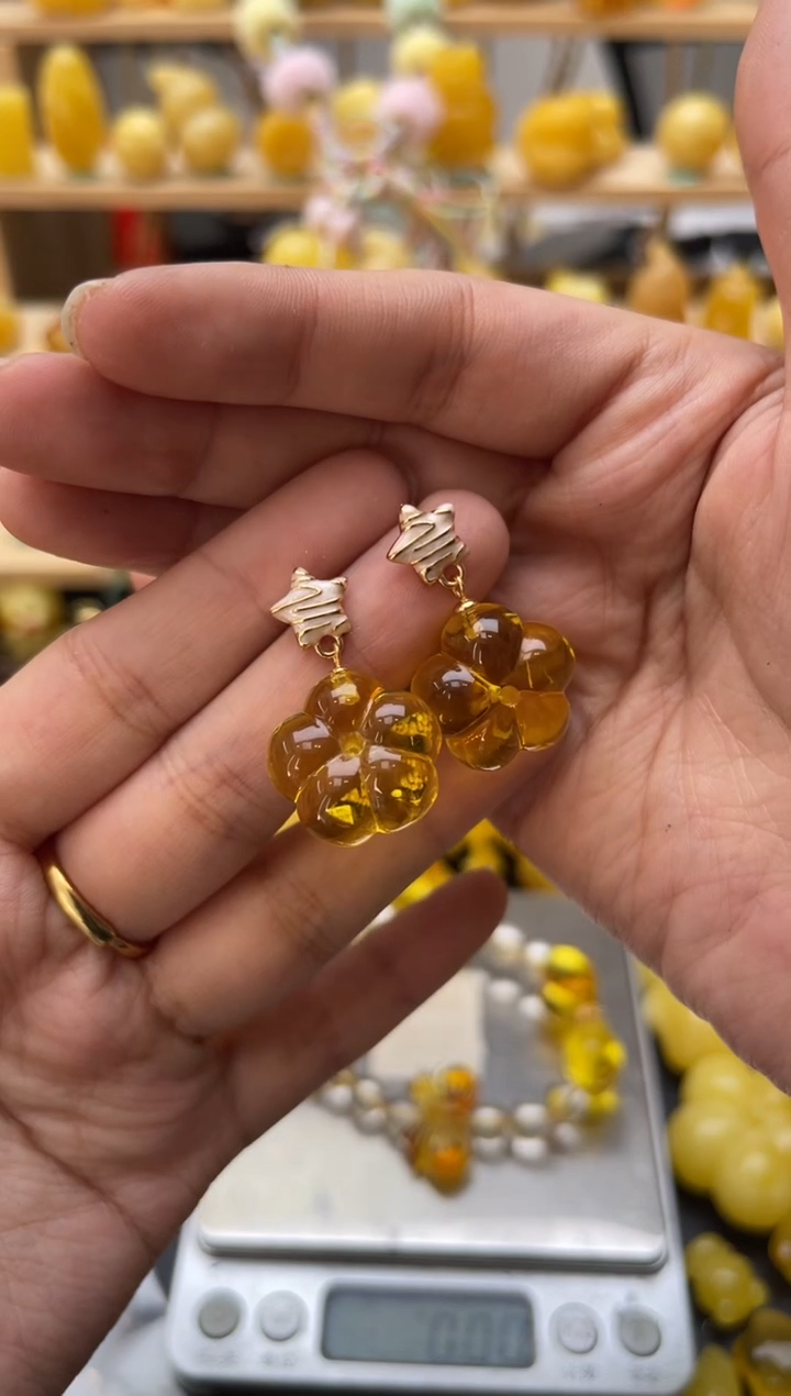 琥珀银S925镶嵌珠宝奇石013琥珀蜜蜡微瑕