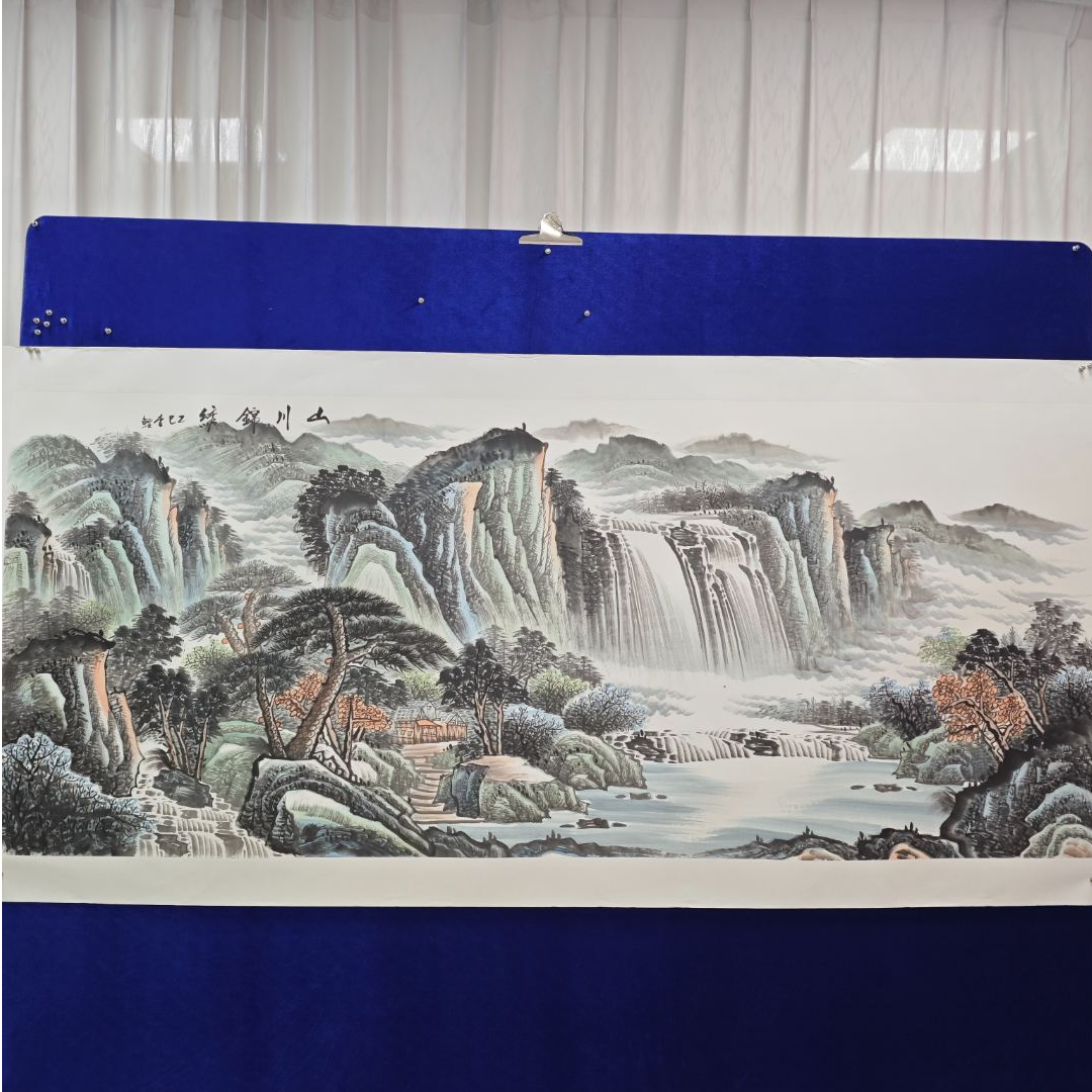 山川y李鲤手绘作品画芯尺寸240cm*100cm