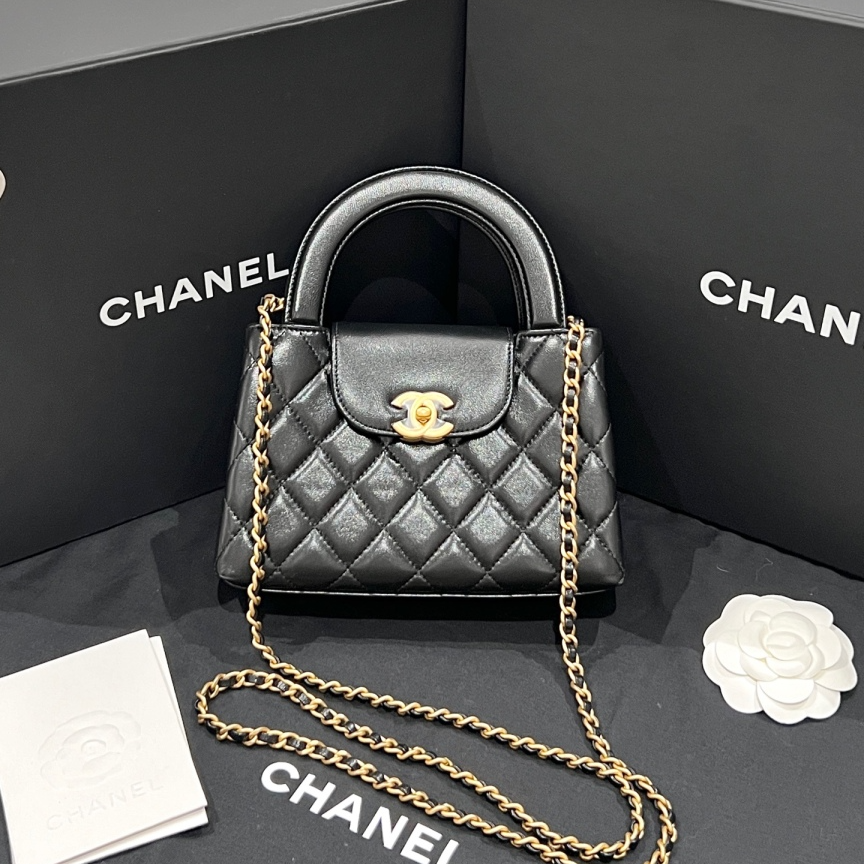 未使用 Chanel/香奈儿 Kelly经典黑金羊皮小号全新/5274