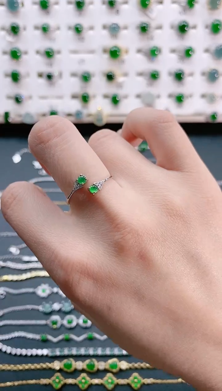 【闪购商品】翡翠戒指银S925镶嵌天然翡翠