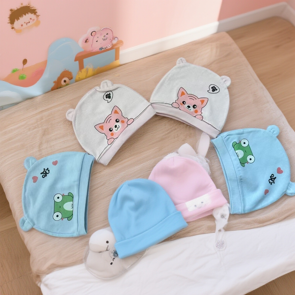 【小胎帽/方巾】休闲风圆顶小清新针织无檐卡通风卡通帽子秋冬