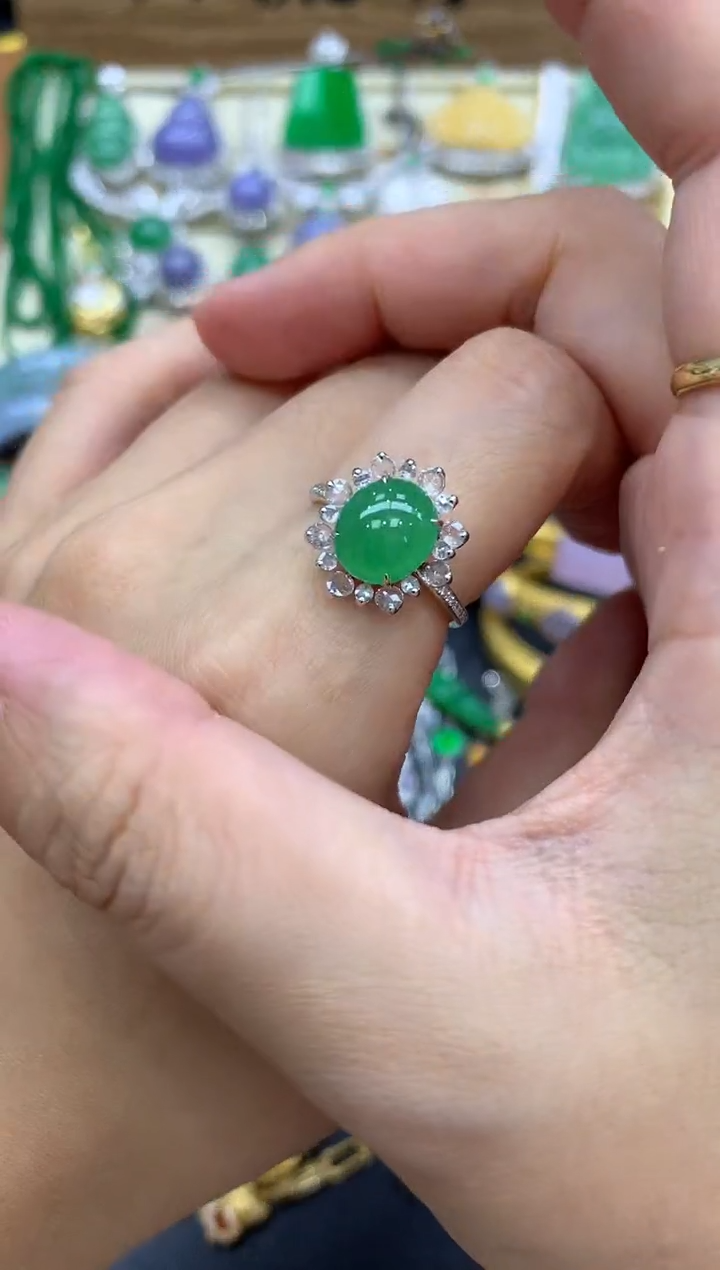 翡翠戒指18K金镶嵌364-中国好珍宝