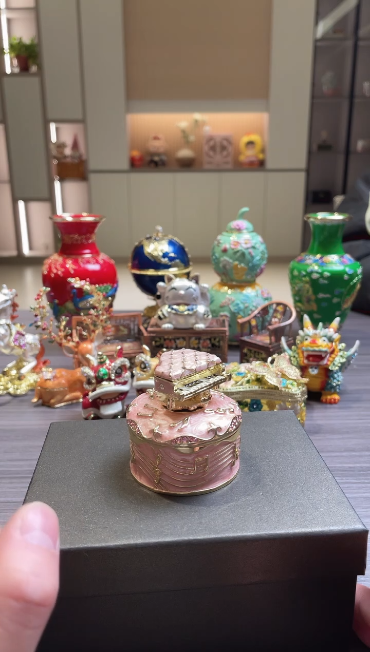 摆件七宝烧珐琅彩首饰盒