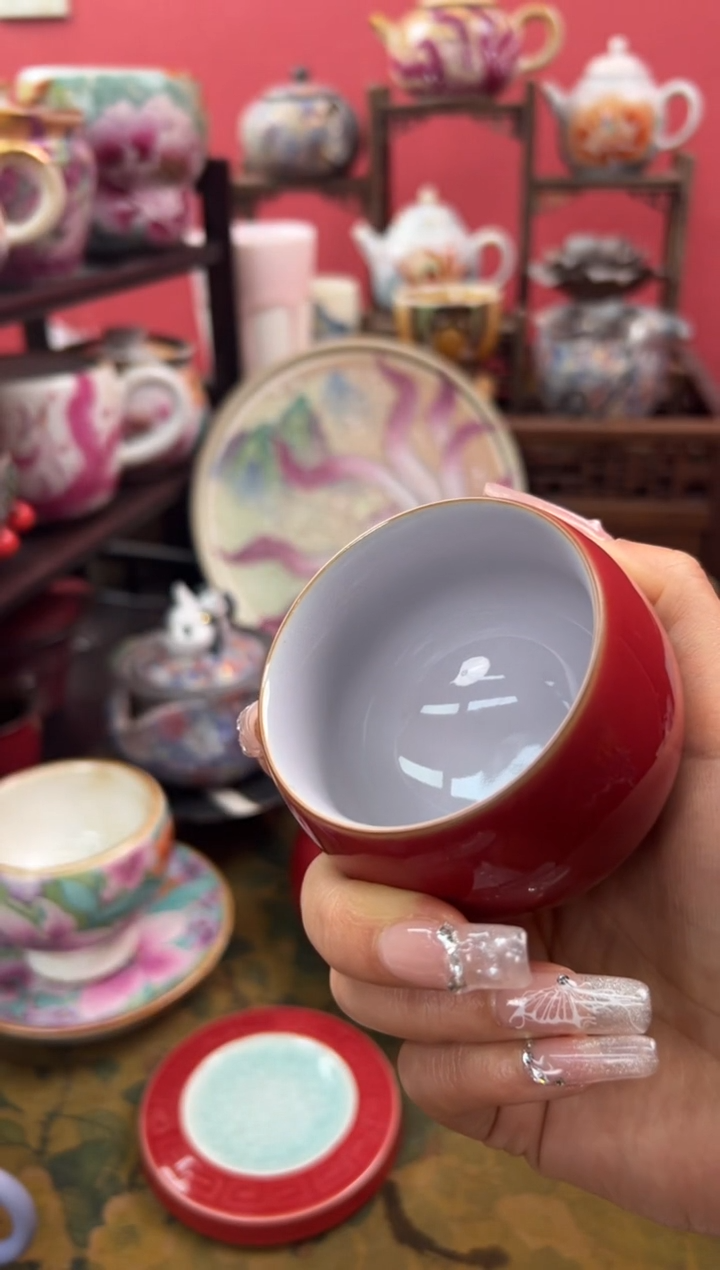 【闪购商品】文涛窑故宫红圆融杯