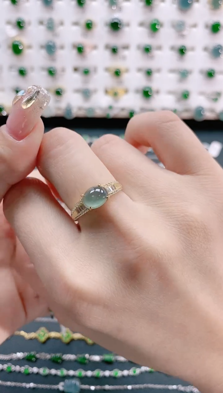 【闪购商品】翡翠戒指银S925镶嵌天然翡翠
