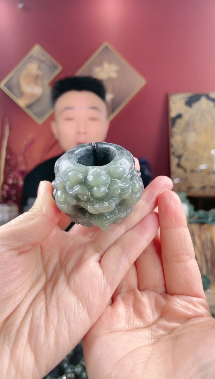 【闪购商品】和田玉戒指未镶嵌青花兽面