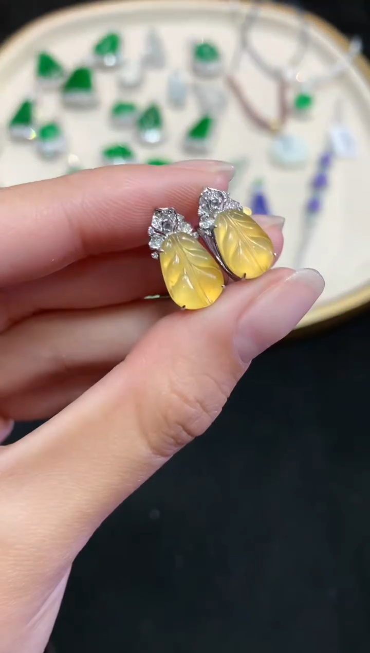 【闪购商品】翡翠耳饰18K金镶嵌W352|4500