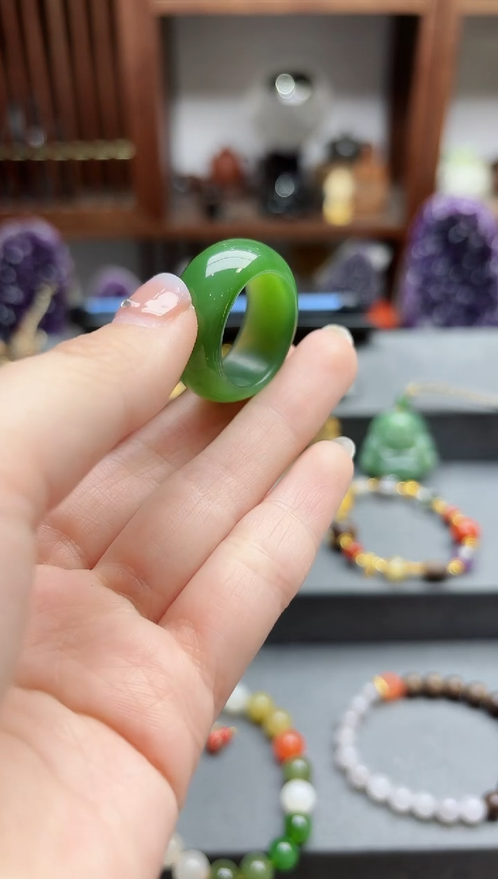 【闪购商品】和田玉指环未镶嵌碧玉指环19-20号 XEZB