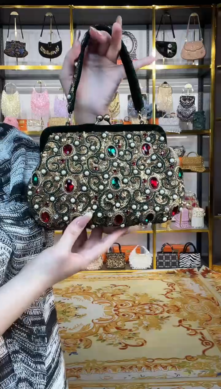 织物珠韵恒泽重工串珠手提包