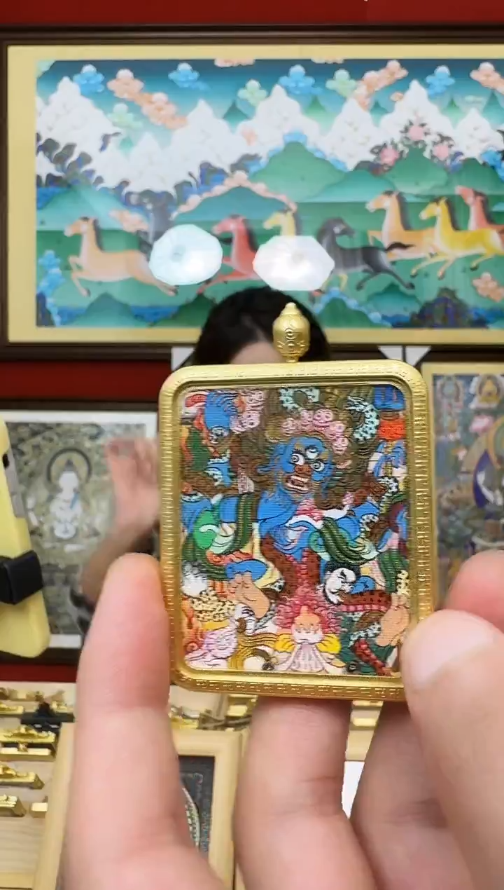 吊坠大黑-热贡纯手绘唐卡吊坠