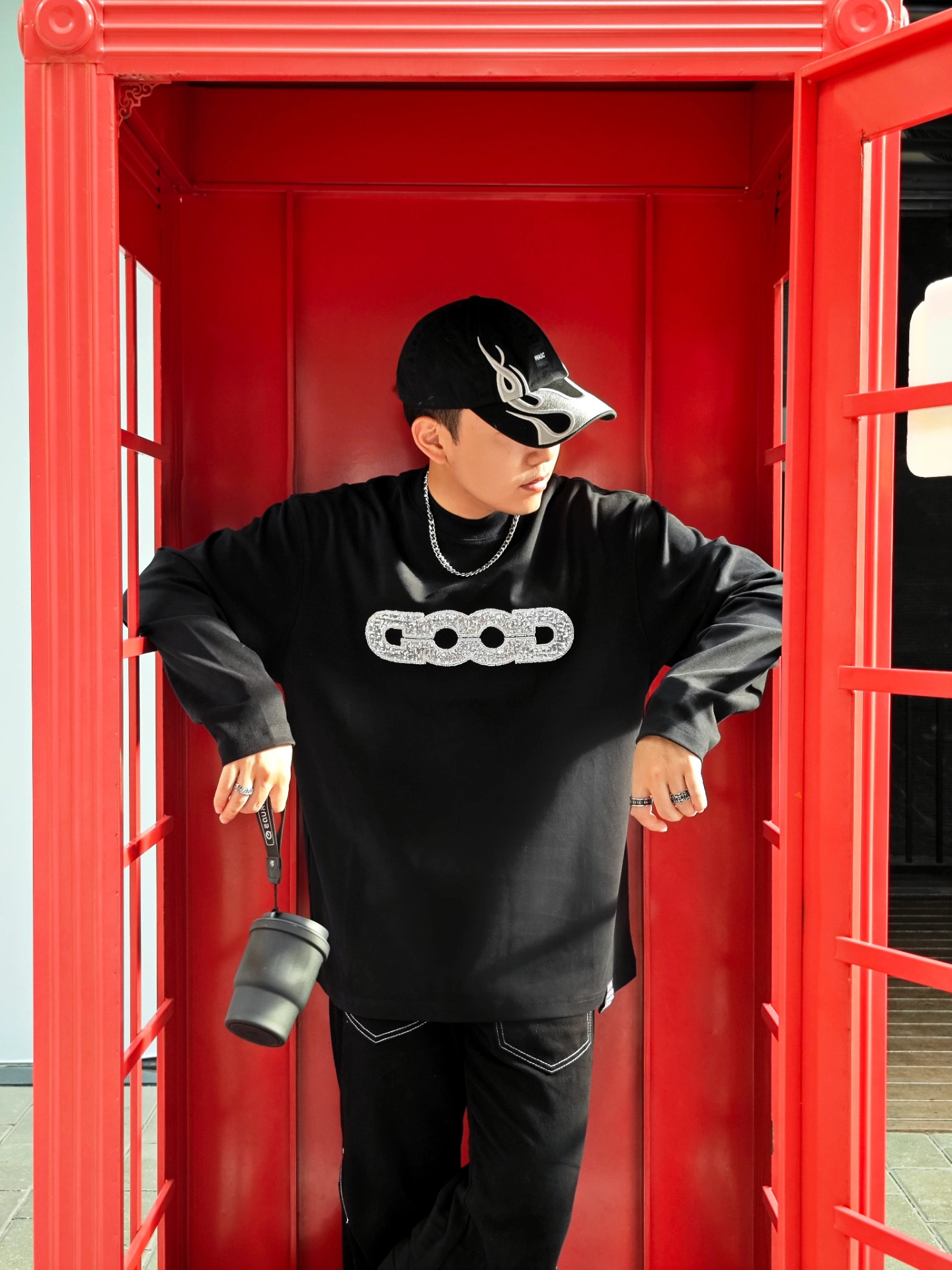 GOODBRANDGOOD地图亮片绣轻奢高级时尚感基础logo长袖T恤男女同款