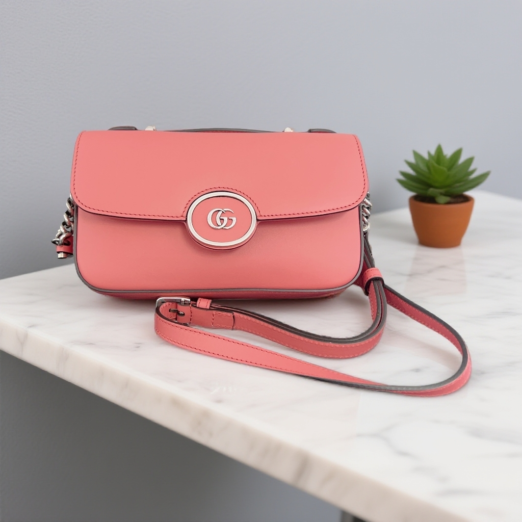 95新 GUCCI/古驰  粉色相机斜挎包 1825 9044 