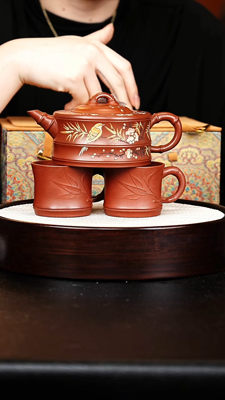 茶壶紫砂竹节壶