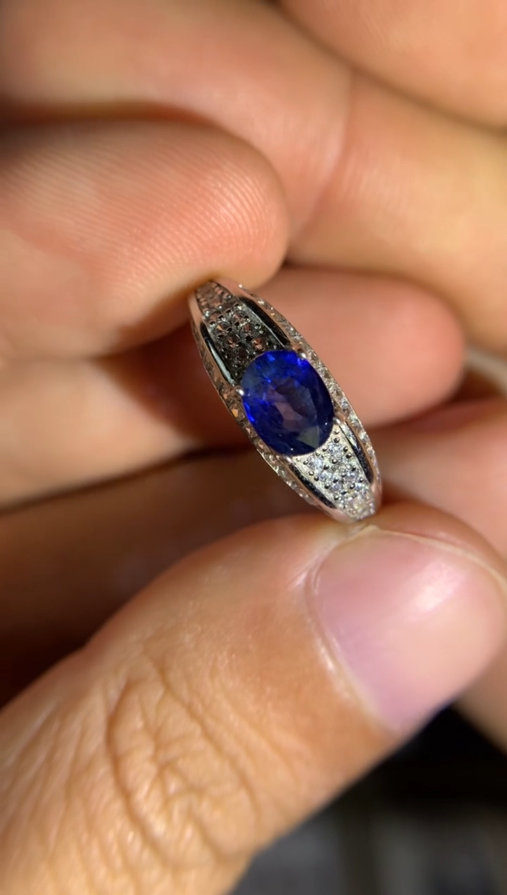 【闪购商品】蓝宝石戒指银S925镶嵌活口