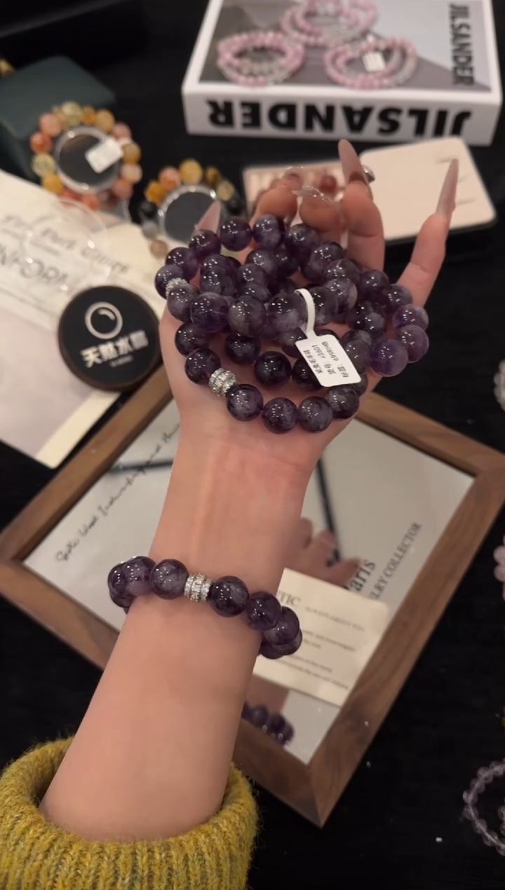 合金手链水晶紫兔毛x3601