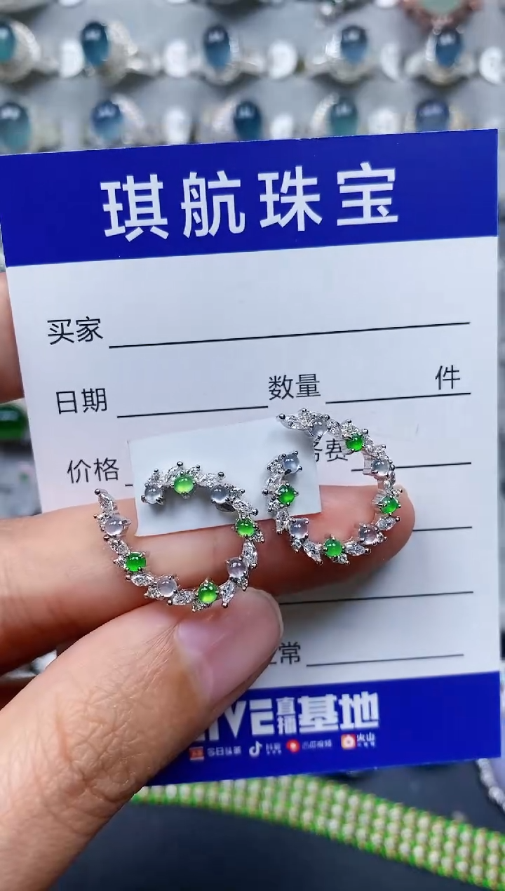 【闪购商品】翡翠耳饰银S925镶嵌0079