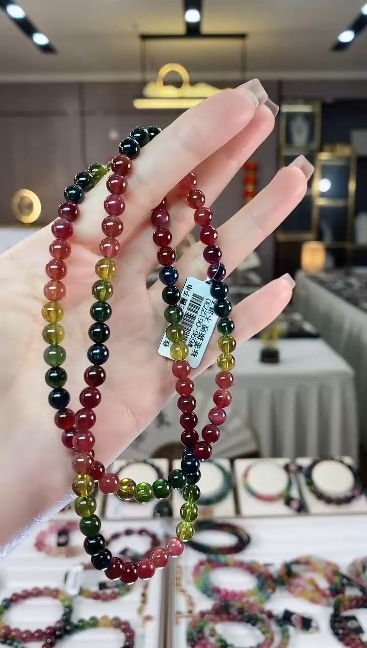 【闪购商品】碧玺三圈手串6mm+未镶嵌一物一证dan