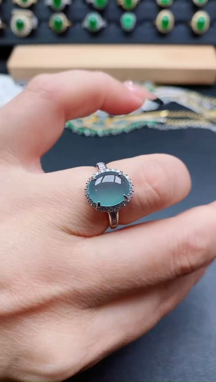 银S925镶嵌戒指翡翠1