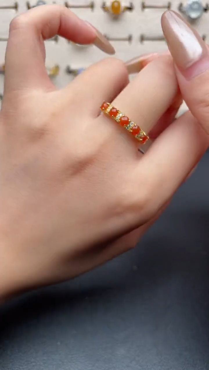 银S925镶嵌戒指翡翠一物一证一礼盒