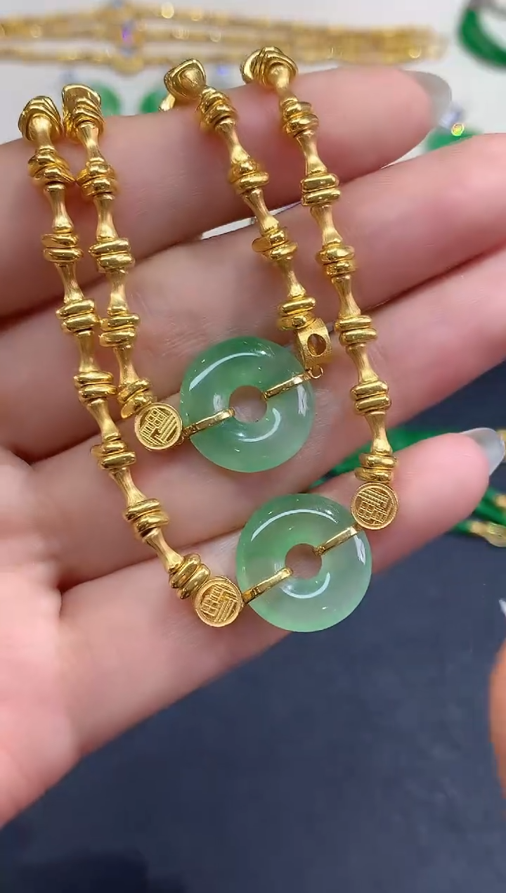 18K金镶嵌手链翡翠手链|3980多样性发其一