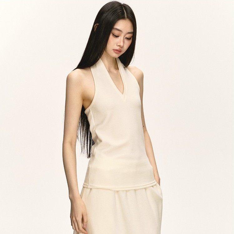 套装女夏季挂脖露背无袖上衣宽松半身裙两件套