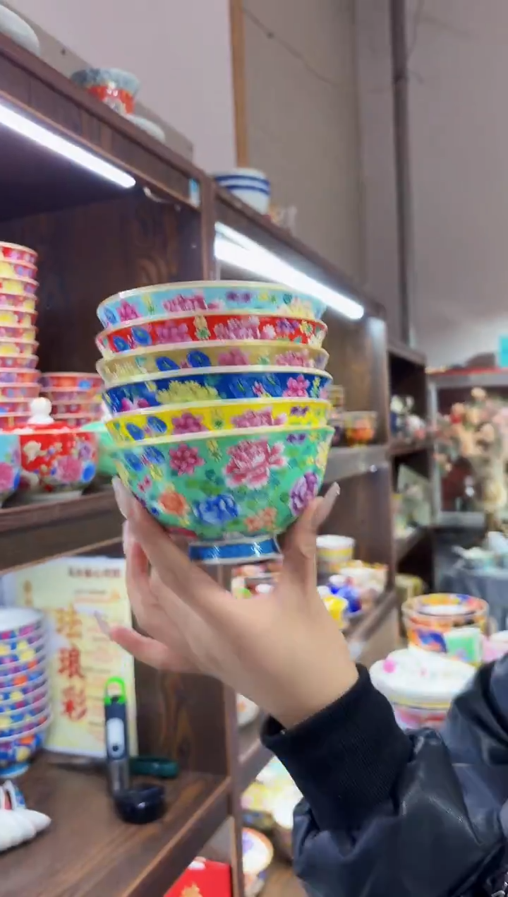 珐琅  4.5英寸饭碗6个景德镇餐具  