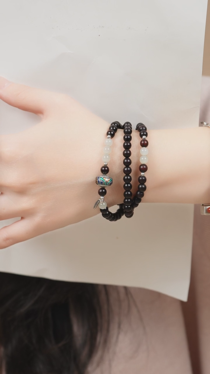 手串檀香紫檀（小叶紫檀）未镶嵌三圈小叶紫檀