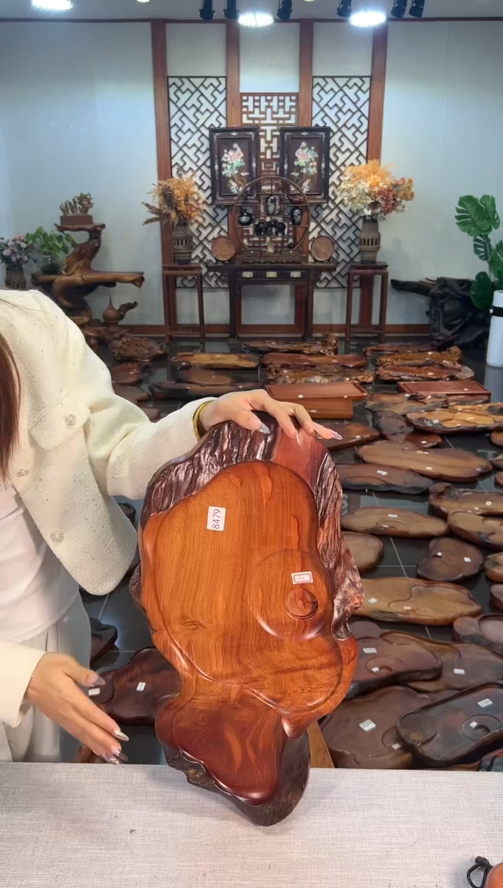 【闪购商品】大果紫檀（缅甸花梨）茶盘8479