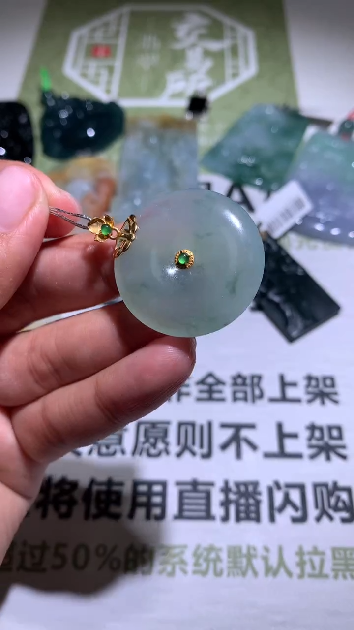 【闪购商品】翡翠颈饰18K金镶嵌-净货
