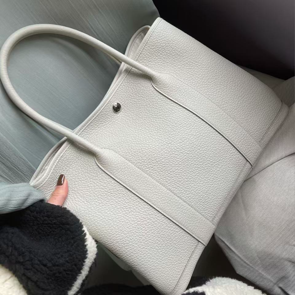 99新 Hermes/爱马仕  爱马仕花园36冰川白A单肩包9394061