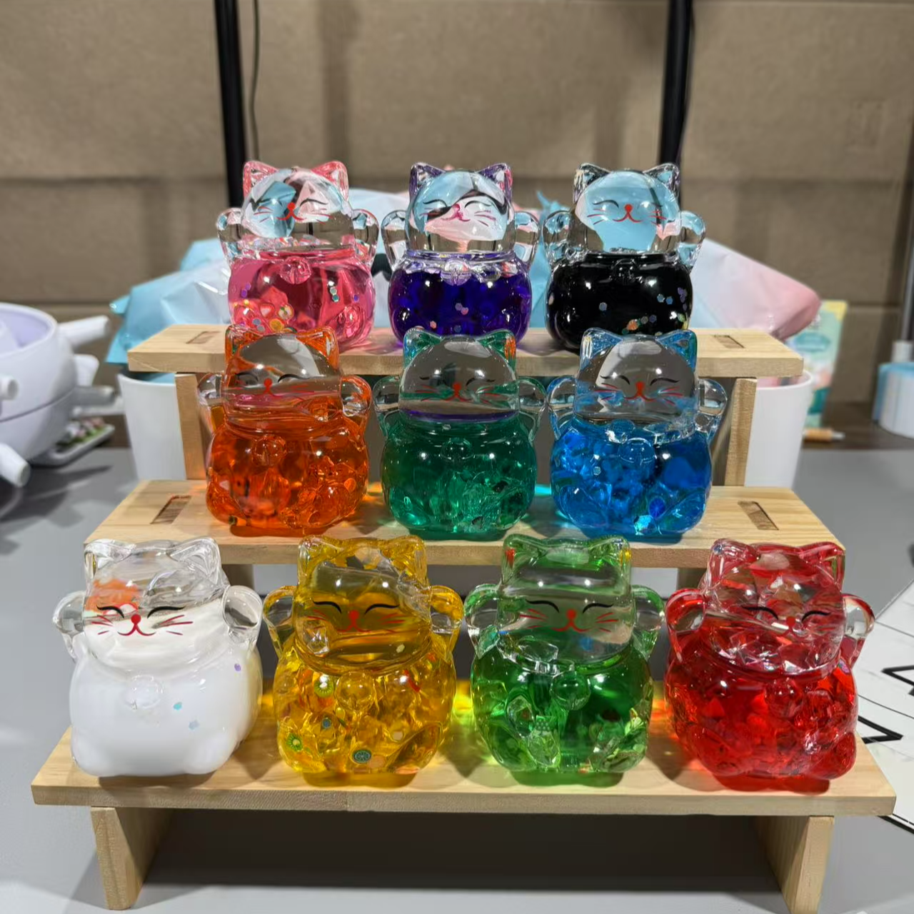 （直播拆）夜光碎冰款流沙招财猫玩具