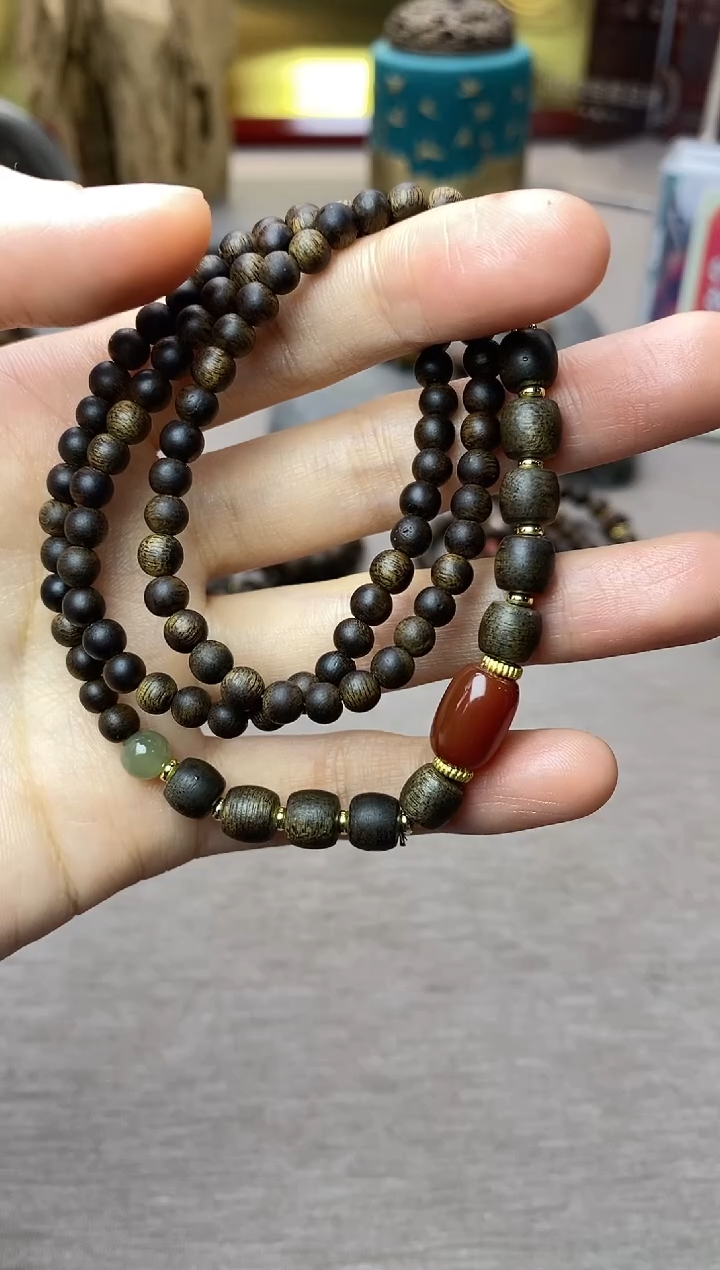 【闪购商品】沉香手串白棋04+紫棋06三圈设计