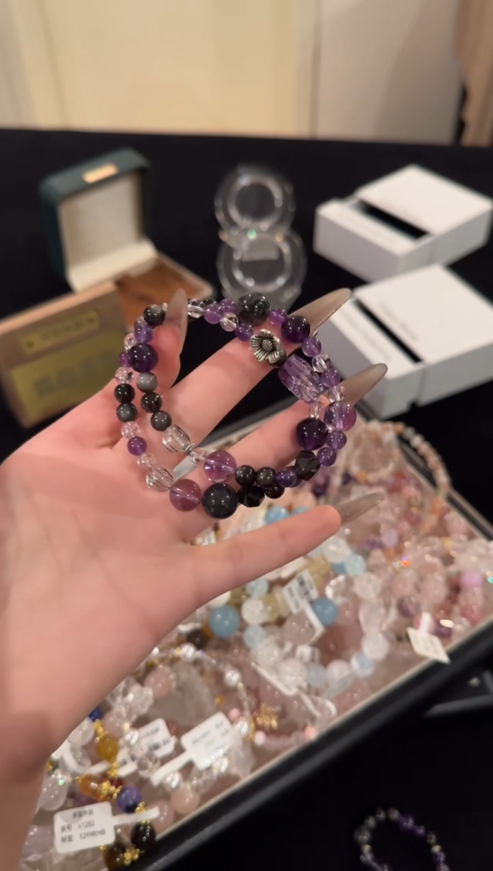 水晶手链合金紫色多宝x495