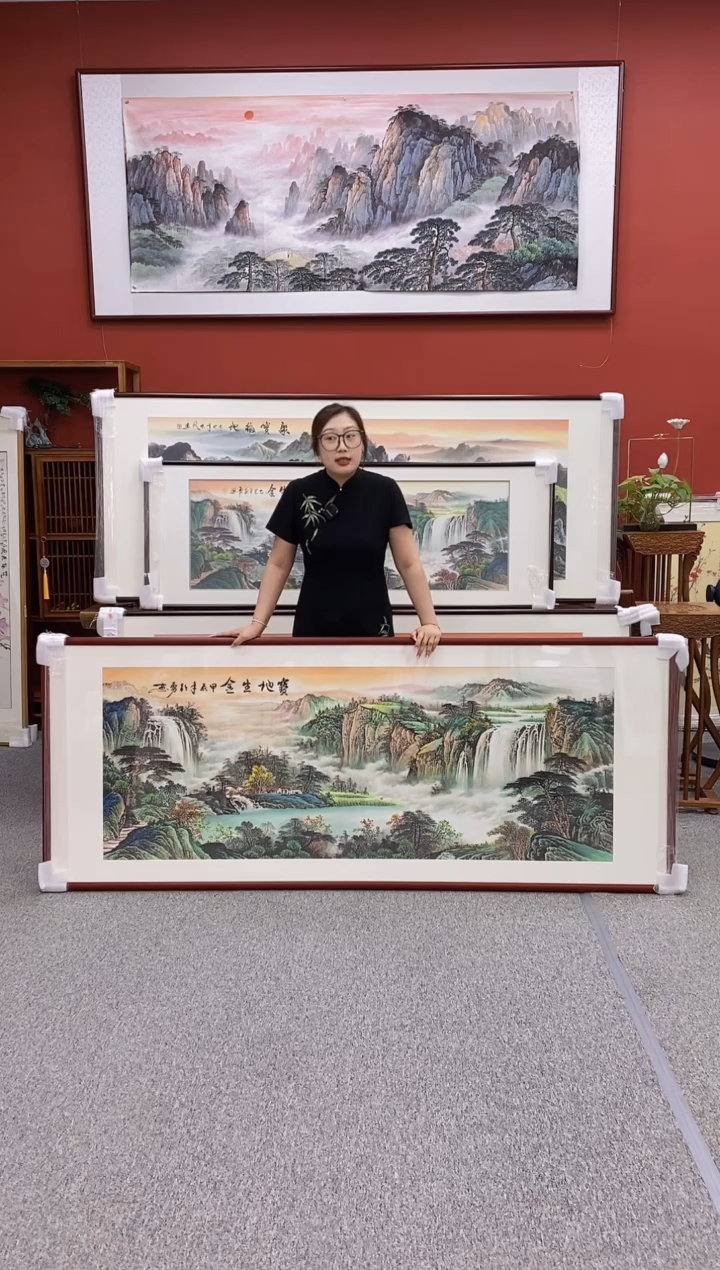 国画手绘  宝地生金  219*88