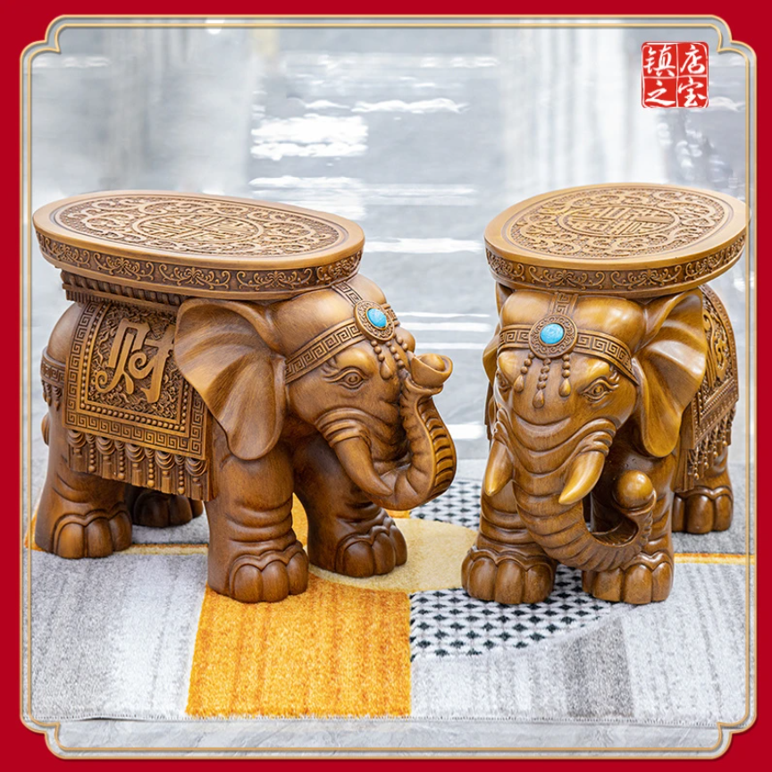 大象凳子中式风格家居客厅书房桌面精致装饰品lx2