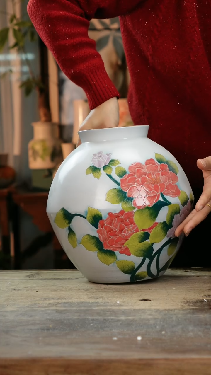 【闪购商品】瓷片景德镇纯手工釉下彩精品花瓶