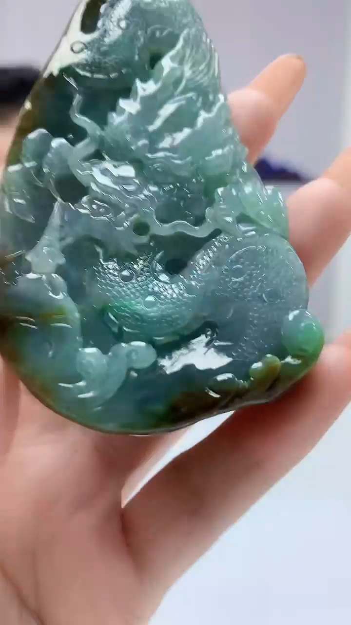 【闪购商品】定制翡翠未镶嵌4917DD-毛货挂件84