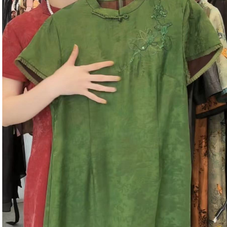 洋  新中式 桑蚕丝香云纱连衣裙 9506提花