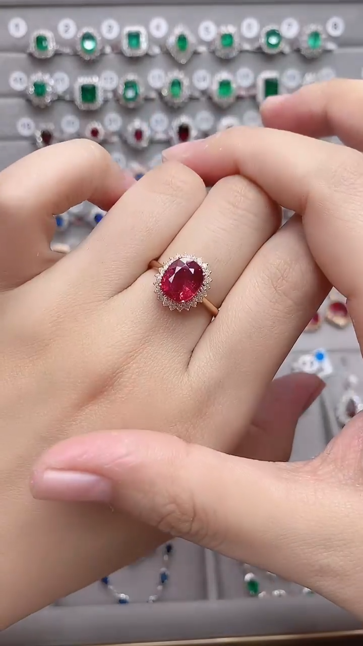 【闪购商品】碧玺18K金戒指18K金镶嵌·