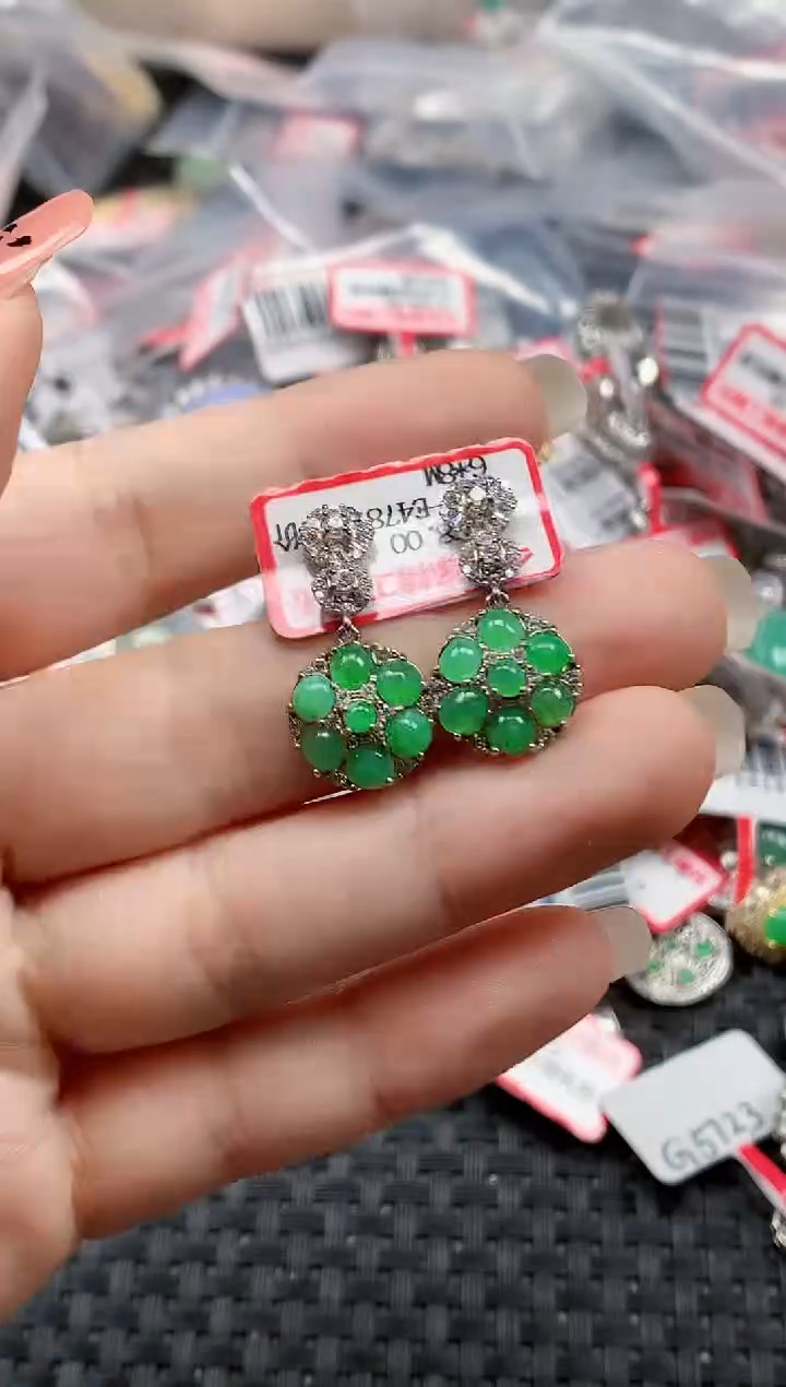 银S925镶嵌戒指翡翠天然A货缅甸翡翠