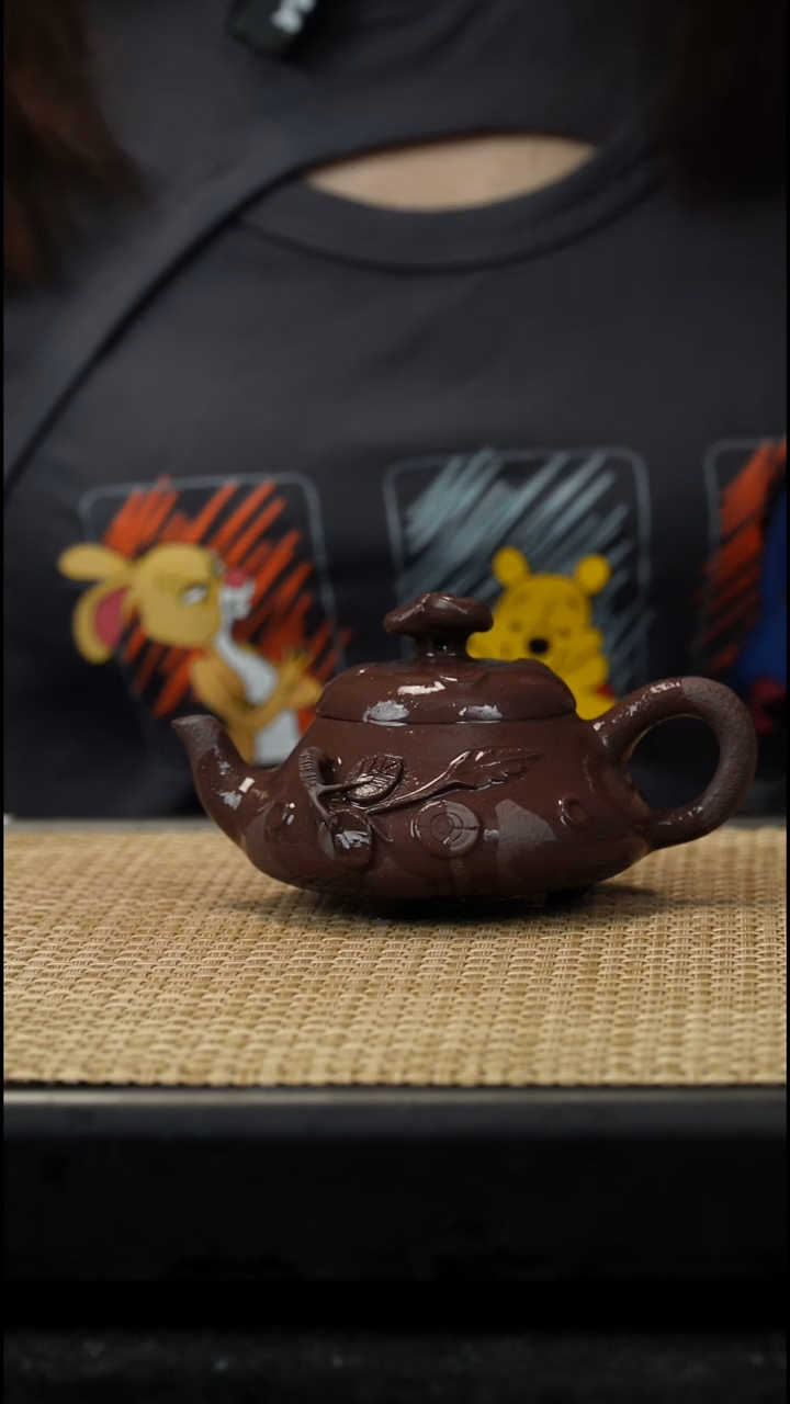 茶壶紫砂紫泥花器汉棠瓢130/c