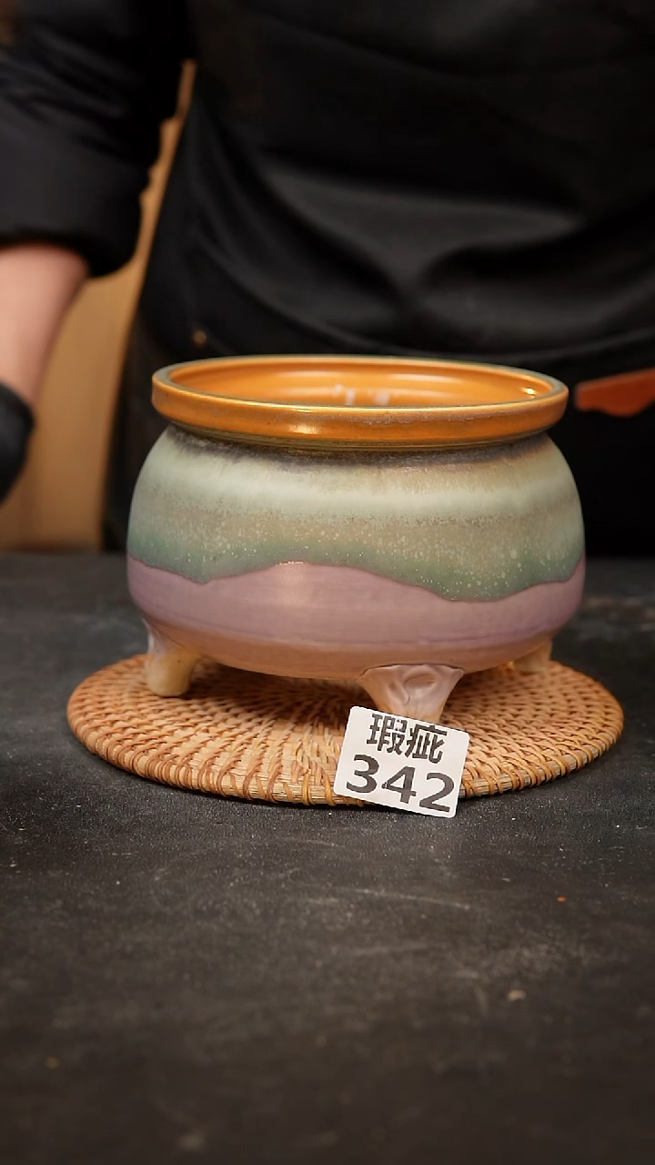 【闪购商品】瓷片342泥泥手工花盆口13高11