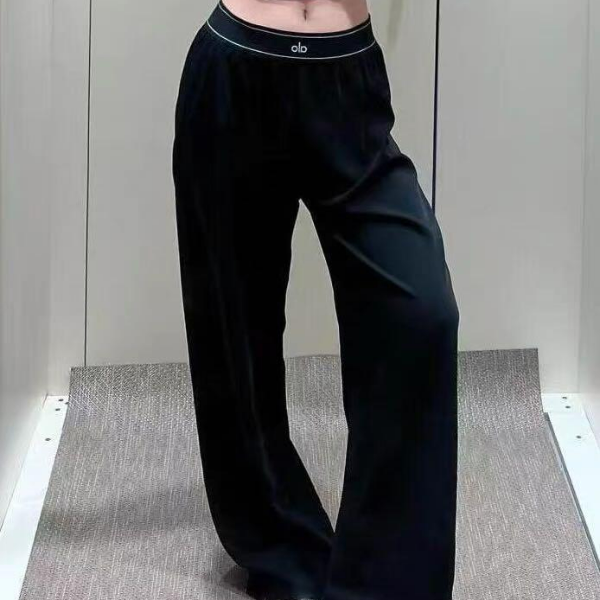 alo字母印花松紧高腰女休闲显瘦长裤